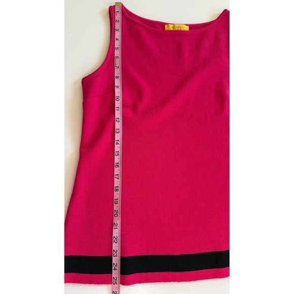 St John Knit Tank Top Pink Black Trim Sleeveless Boat Neck Women's Size S - Picture 7 of 12